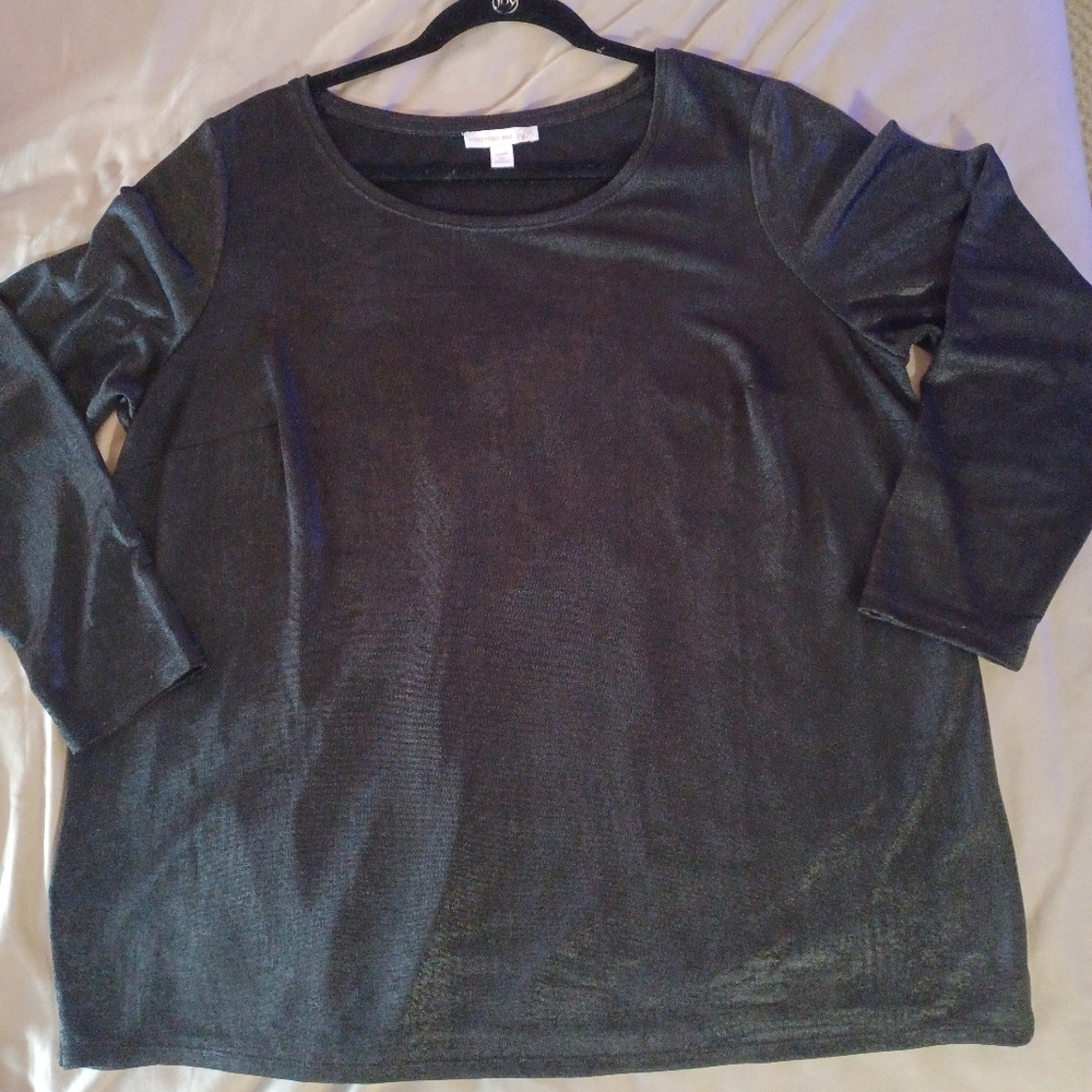 Westport 1962 womens 1X snazzy black top metallic shine